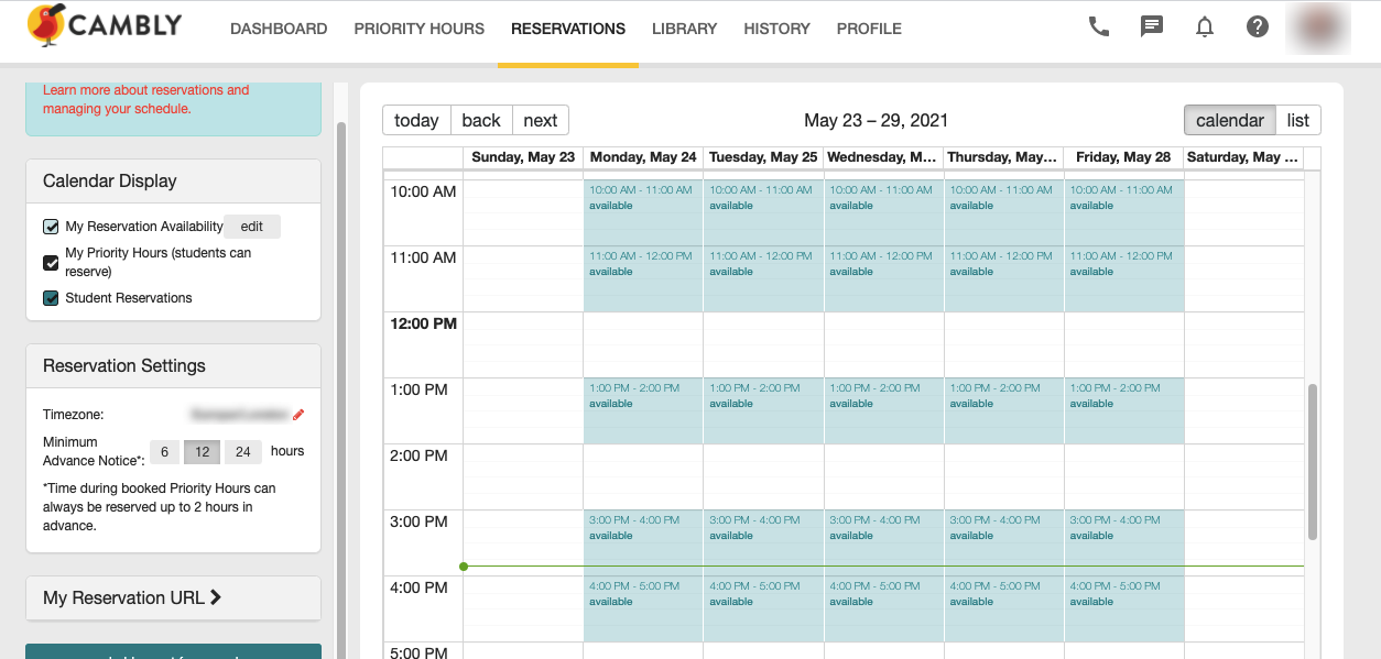 Tutor schedule